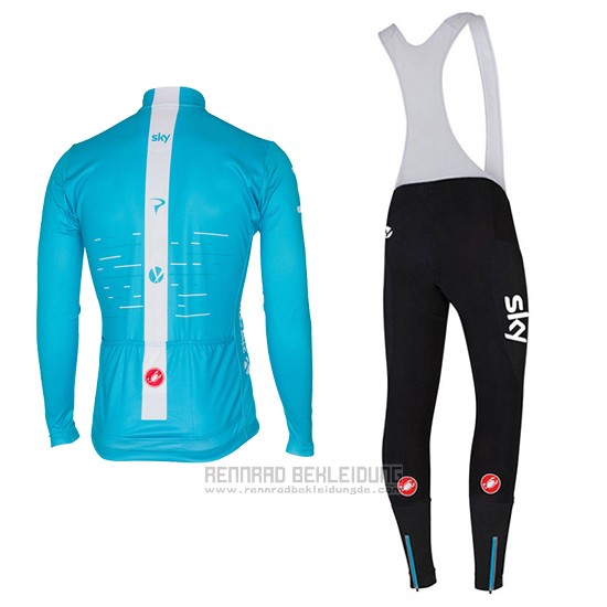 2017 Fahrradbekleidung Sky Azurblau Trikot Langarm und Tragerhose